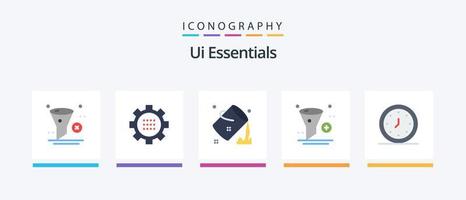 Ui Essentials Flat 5 Icon Pack Including application. add. options. paint. colour. Creative Icons Design vector