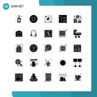 Modern Set of 25 Solid Glyphs and symbols such as camera growth plant career wireframe Editable Vector Design Elements