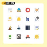 Mobile Interface Flat Color Set of 16 Pictograms of puzzle cube connection target focus Editable Pack of Creative Vector Design Elements