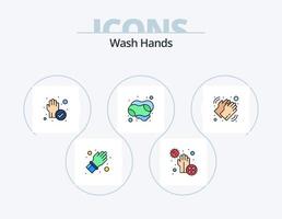 Wash Hands Line Filled Icon Pack 5 Icon Design. dirty. sanitizer. hands spray. wash. hand vector