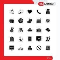 Universal Icon Symbols Group of 25 Modern Solid Glyphs of mobile phone smoke call favorite Editable Vector Design Elements