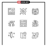 Modern Set of 9 Outlines and symbols such as interface header discount communication technology Editable Vector Design Elements