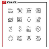 Set of 16 Commercial Outlines pack for setting gear target energy strategy Editable Vector Design Elements