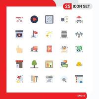 25 Universal Flat Colors Set for Web and Mobile Applications secure table wifi furniture diner Editable Vector Design Elements