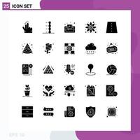 Pack of 25 creative Solid Glyphs of atom science e chemistry tutorials Editable Vector Design Elements