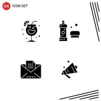 Universal Icon Symbols Group of 4 Modern Solid Glyphs of night draft bath detergent letter Editable Vector Design Elements