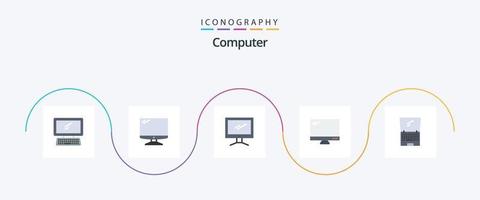 Paquete de 5 iconos planos de computadora que incluye. imac. voltear. dispositivo vector