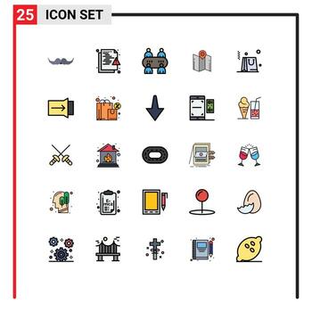Modern Set of 25 Filled line Flat Colors Pictograph of pointer location protection direction table Editable Vector Design Elements