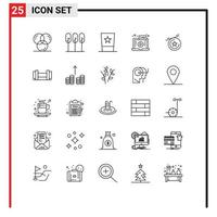 Set of 25 Modern UI Icons Symbols Signs for laptop video trees live top Editable Vector Design Elements