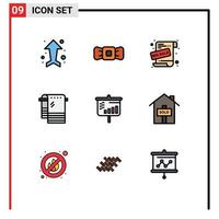 Universal Icon Symbols Group of 9 Modern Filledline Flat Colors of projector wiping big sale towel bath Editable Vector Design Elements