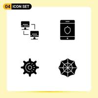 User Interface Pack of 4 Basic Solid Glyphs of computer setting computers smartphone halloween Editable Vector Design Elements