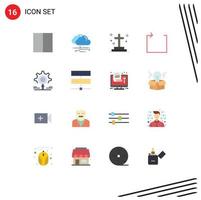 Mobile Interface Flat Color Set of 16 Pictograms of setting research ghost gear loop Editable Pack of Creative Vector Design Elements