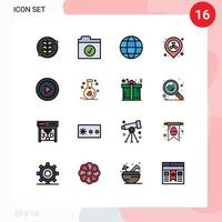 Universal Icon Symbols Group of 16 Modern Flat Color Filled Lines of layout abstract environment waste placeholder Editable Creative Vector Design Elements