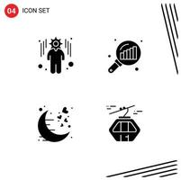 Set of Vector Solid Glyphs on Grid for business moon data analyzing search stats romantic Editable Vector Design Elements