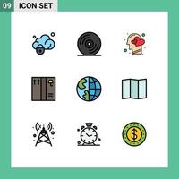 Universal Icon Symbols Group of 9 Modern Filledline Flat Colors of earth contact feeling communication box Editable Vector Design Elements