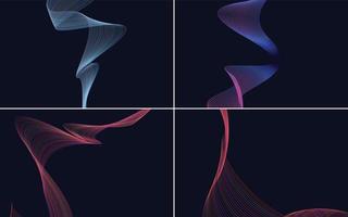 Set of 4 waving line backgrounds for a contemporary design vector