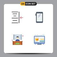 4 paquete de iconos planos de interfaz de usuario de signos y símbolos modernos de elementos de diseño de vectores editables creativos de teléfono de presentación de sangría huawei