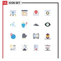 Pack of 16 Modern Flat Colors Signs and Symbols for Web Print Media such as chat alert bubble folder balloon tour Editable Pack of Creative Vector Design Elements