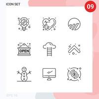 9 Universal Outline Signs Symbols of cloud shop heart open crypto currency Editable Vector Design Elements