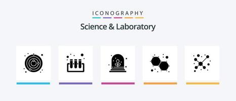 paquete de íconos de glifos de ciencia 5 que incluye . ciencia. crecimiento. molécula. molécula. diseño de iconos creativos vector