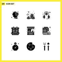 User Interface Pack of 9 Basic Solid Glyphs of cafe hobby customer hobbies back pack Editable Vector Design Elements