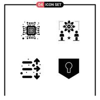 User Interface Pack of 4 Basic Solid Glyphs of chip economy user man stock Editable Vector Design Elements