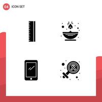 4 Solid Glyph concept for Websites Mobile and Apps education mobile fire oil iphone Editable Vector Design Elements