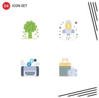 User Interface Pack of 4 Basic Flat Icons of tree goal nature business game Editable Vector Design Elements