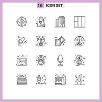 Editable Vector Line Pack of 16 Simple Outlines of ideas left building down layout Editable Vector Design Elements