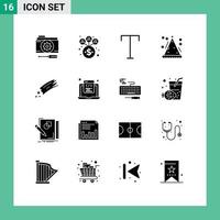 Universal Icon Symbols Group of 16 Modern Solid Glyphs of meteor asteroid family party hat Editable Vector Design Elements