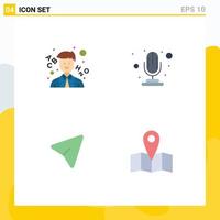 Set of 4 Vector Flat Icons on Grid for learn computer mic arrow map Editable Vector Design Elements