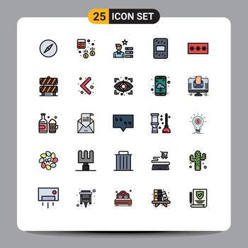 paquete de color plano de línea rellena de 25 símbolos universales de código de contraseña encontrar elementos de diseño de vector editables de grano de paquete de trabajo
