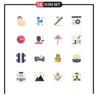 Pack of 16 creative Flat Colors of no smoking programming bat development coding Editable Pack of Creative Vector Design Elements