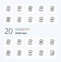 20 Mobile Apps Line icon Pack like health mobile data gallery app vector