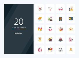 20 Valentine Flat Color icon for presentation vector