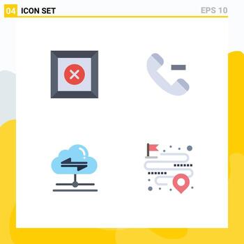 Mobile Interface Flat Icon Set of 4 Pictograms of box data call share location Editable Vector Design Elements