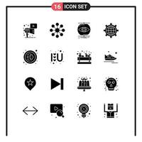 Modern Set of 16 Solid Glyphs and symbols such as next world conception preference browser Editable Vector Design Elements