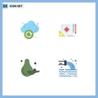 Modern Set of 4 Flat Icons Pictograph of cloud food technology file target pear Editable Vector Design Elements