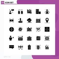 Set of 25 Vector Solid Glyphs on Grid for relaxing university building school drawing Editable Vector Design Elements