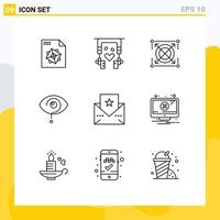 Outline Pack of 9 Universal Symbols of card mark target knowledge exclamation Editable Vector Design Elements