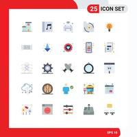 Modern Set of 25 Flat Colors and symbols such as lightbulb document internet business bank Editable Vector Design Elements