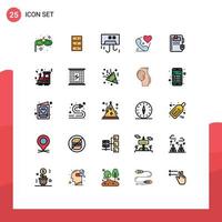 25 Filled line Flat Color concept for Websites Mobile and Apps book love condition heart telephone Editable Vector Design Elements