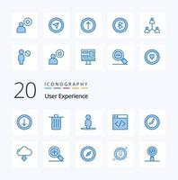 20 User Experience Blue Color icon Pack like cloud time avatar clock server vector