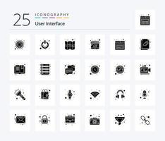 User Interface 25 Solid Glyph icon pack including page. account. switch. schedule. calendar vector