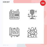 4 Thematic Vector Filledline Flat Colors and Editable Symbols of player design website traffic lights plan Editable Vector Design Elements