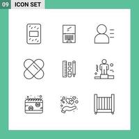 Set of 9 Modern UI Icons Symbols Signs for business scale education pencil plaster Editable Vector Design Elements