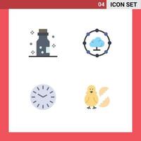 Group of 4 Modern Flat Icons Set for bottled cleaning poison share chicken Editable Vector Design Elements