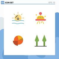 4 Thematic Vector Flat Icons and Editable Symbols of nature pie weather ufo asparagus Editable Vector Design Elements