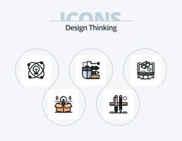 Design Thinking Line Filled Icon Pack 5 Icon Design. idea. brainstorm. brush. pen. paper vector