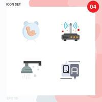 4 Universal Flat Icon Signs Symbols of delivery wireless birth router shower Editable Vector Design Elements